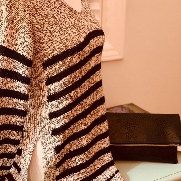 FRANCESCA’S Alya Grey & Black Striped Knit Sweater - Picture 2 of 7